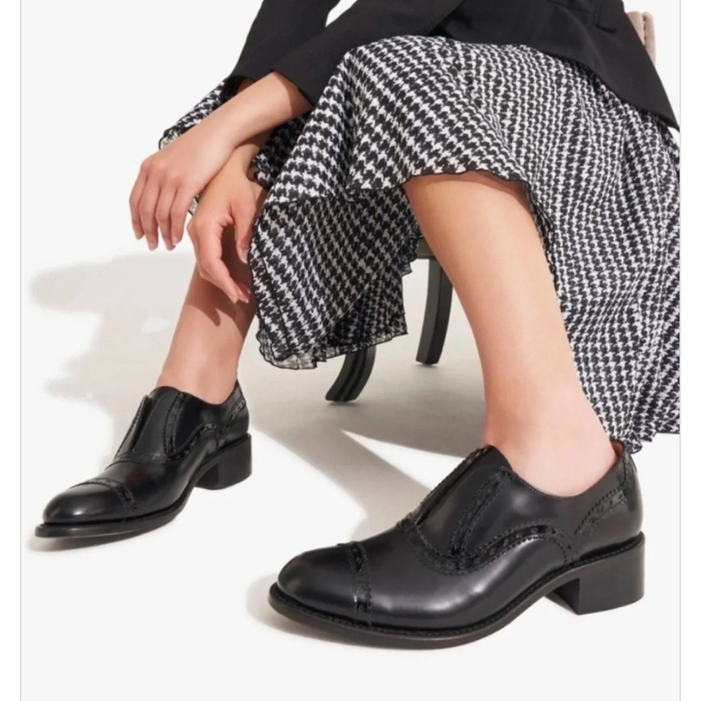 The Office Angela Scott Ms Arzner Slip On Black Oxford Leather Loafer 38.5 US8.5